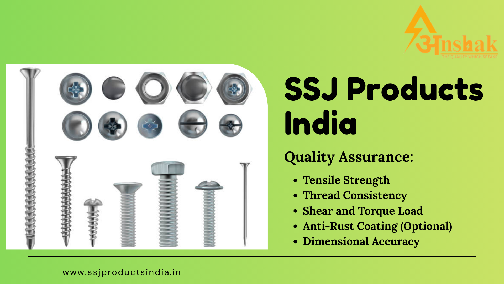 High-quality stainless steel bolts and screws at SSJ Products India